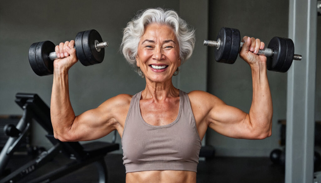 Senior Woman Strength Training With Dumbbells 1024x585